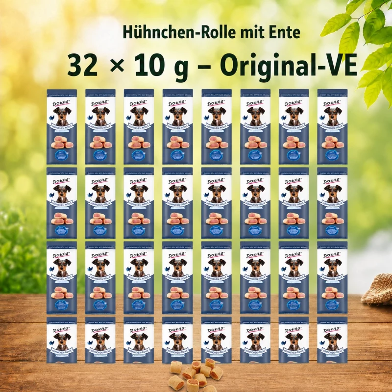 32x 10g Dokas Hühnchen-Rolle mit Ente - 0,61€/Packung