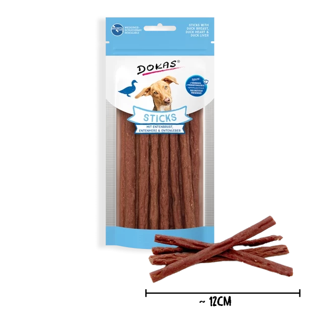 12x 60g Dokas Sticks mit Entenbrust, Entenherz und Entenleber - 1,65€/Packung