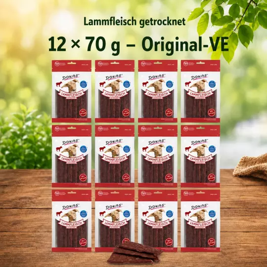 12x 70g Dokas Lammfleisch getrocknet - 2,24€/Packung