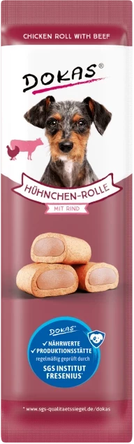 32x 10g Dokas Hühnchen-Rolle mit Rind - 0,65€/Packung