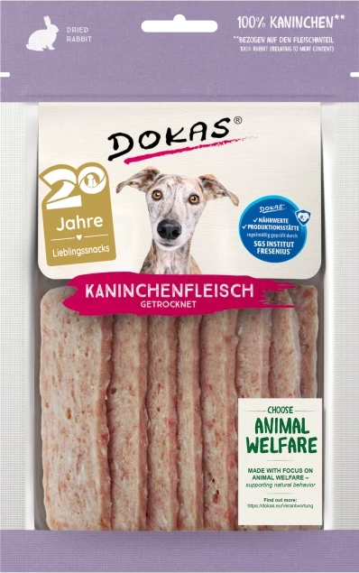 12x 70g Dokas Kaninchenfleisch getrocknet - 2,24e/Packung