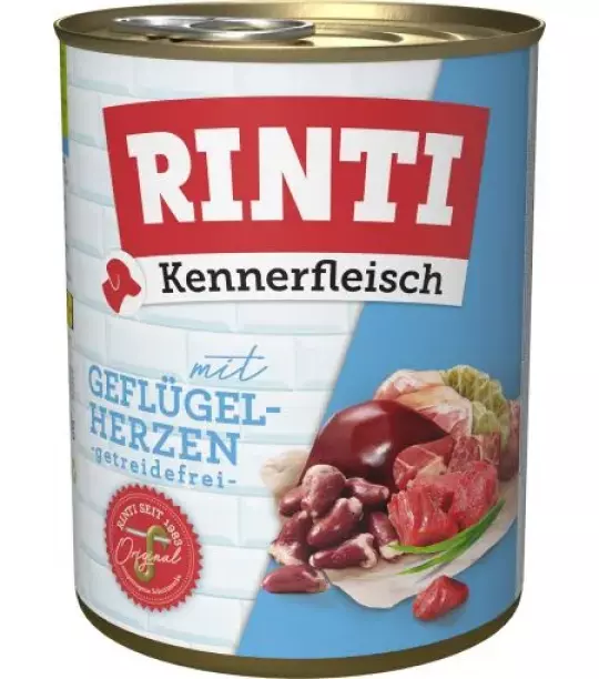 12x 800 gr Rinti Dose Kennerfleisch Geflügelherzen