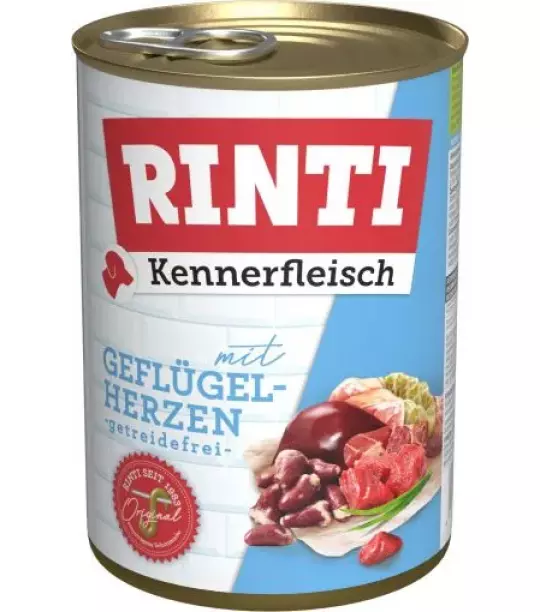 24x 400 gr Rinti Dose Kennerfleisch Geflügelherzen
