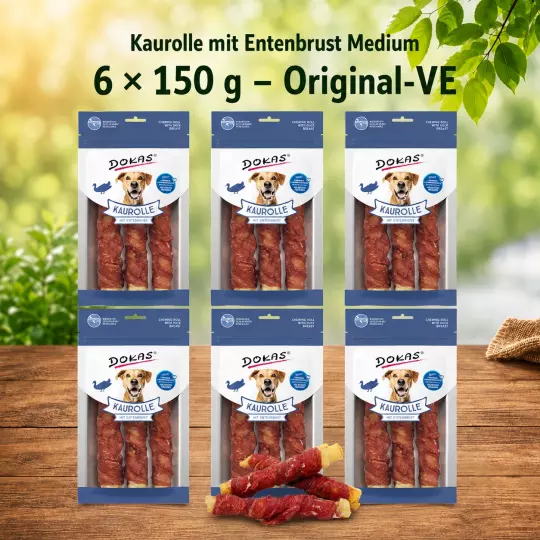 6x 150g Dokas Kaurolle mit Entenbrust Medium - 3,50€/Packung