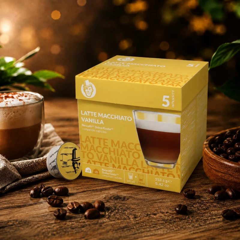 Latte Macchiato Vanilla - Alltagskaffee 16 Kapseln für Dolce Gusto