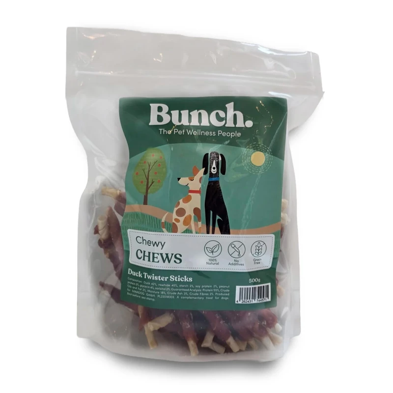 Duck Twister Sticks Kaustange mit Rinderhaut und Entenbrust 500gr