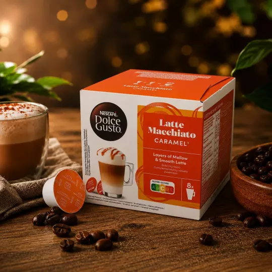Nescafé Caramel Latte Macchiato 16 Kapseln für Dolce Gusto