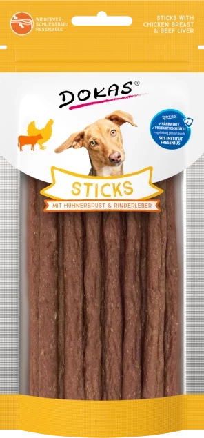 12x 60g Dokas Sticks mit Hühnerbrust und Rinderleber - 1,65€/Packung 12x 60g Dokas Sticks mit Hühnerbrust und Rinderleber - 1,65€/Packung