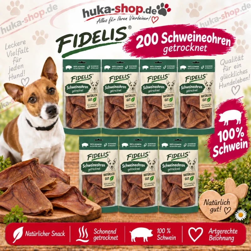 Sanadog & Fidelis 200 Schweineohren - 100% Natur Premium Qualität Sanadog & Fidelis 200 Schweineohren - 100% Natur Premium Qualität