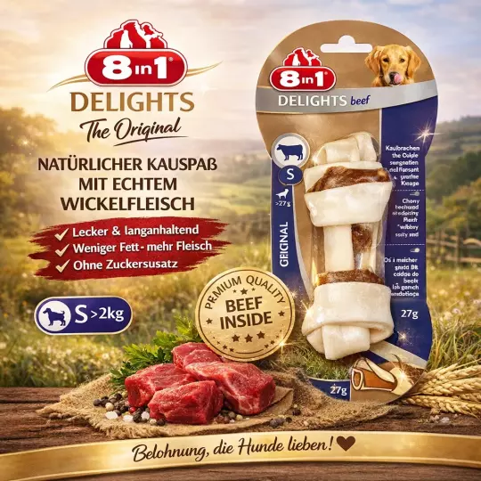 8in1 Delights Kauknochen Beef S 10 cm lang