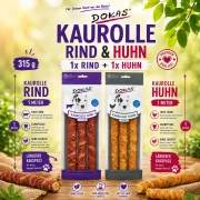 2x 1 Meter Kaurolle 1x Rind + 1x Huhn Hunde Kauspaß