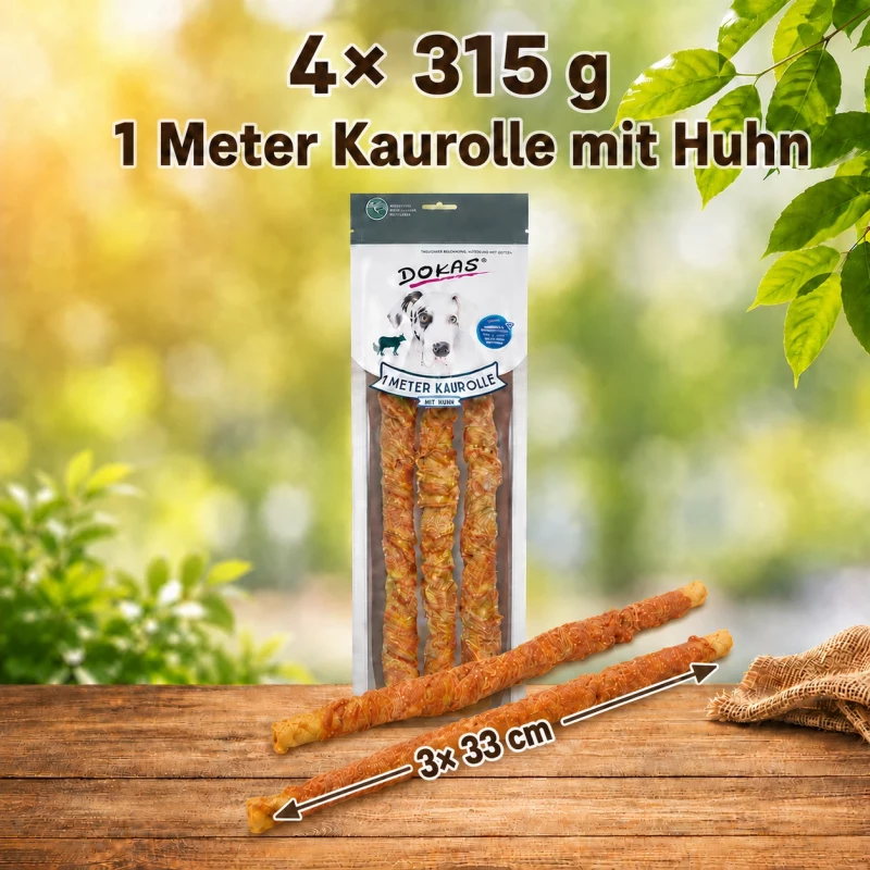 4x 315 gr 1 Meter Kaurolle mit Huhn 4x 315 gr 1 Meter Kaurolle mit Huhn