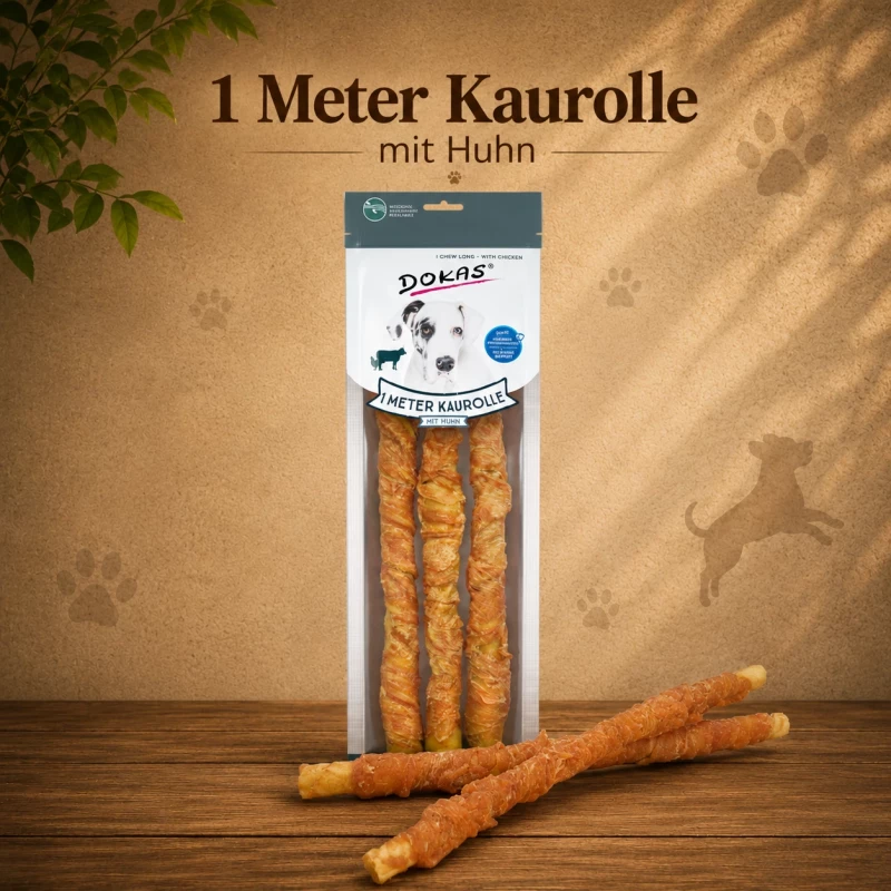 Dokas 1 Meter Kaurolle mit Huhn 8x 315g Dokas 1 Meter Kaurolle mit Huhn 8x 315g