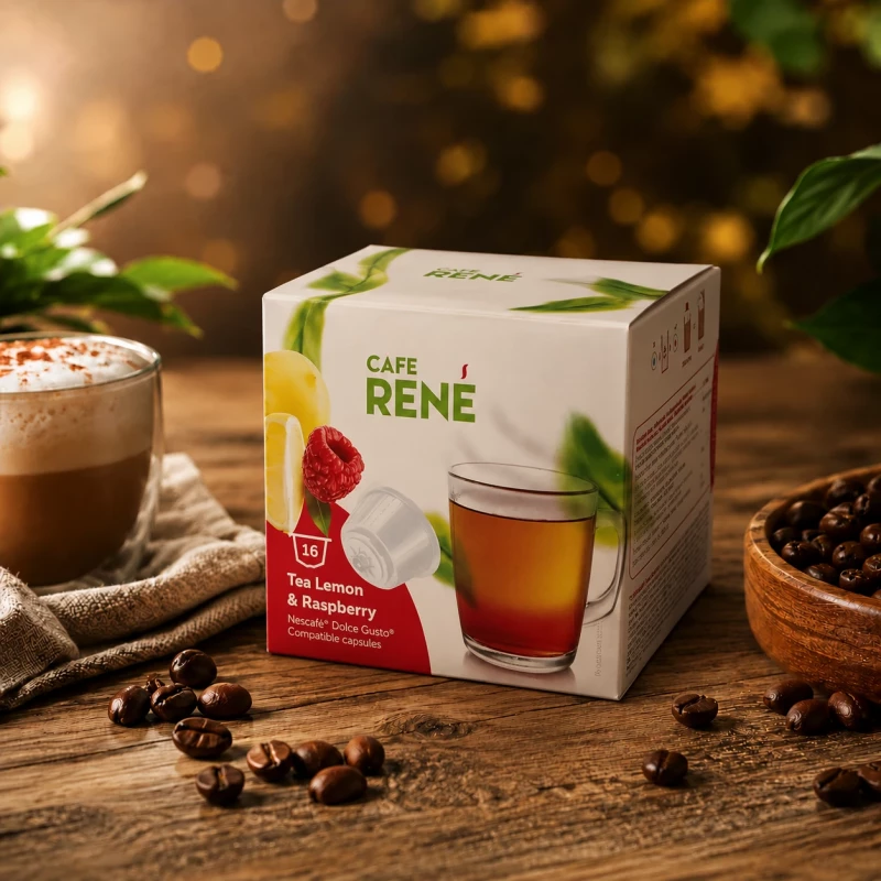 Café René Tee mit Zitrone und Himbeere 16 kapseln für Dolce Gusto