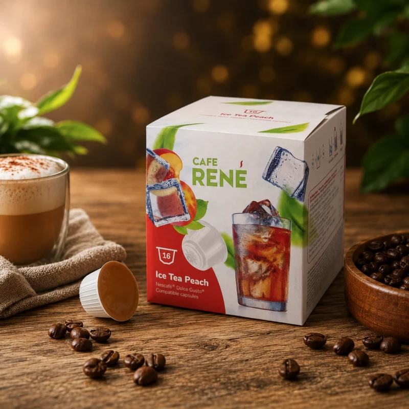 Café René Pfirsich-Eistee 16 Kapseln für Dolce Gusto Café René Pfirsich-Eistee 16 Kapseln für Dolce Gusto