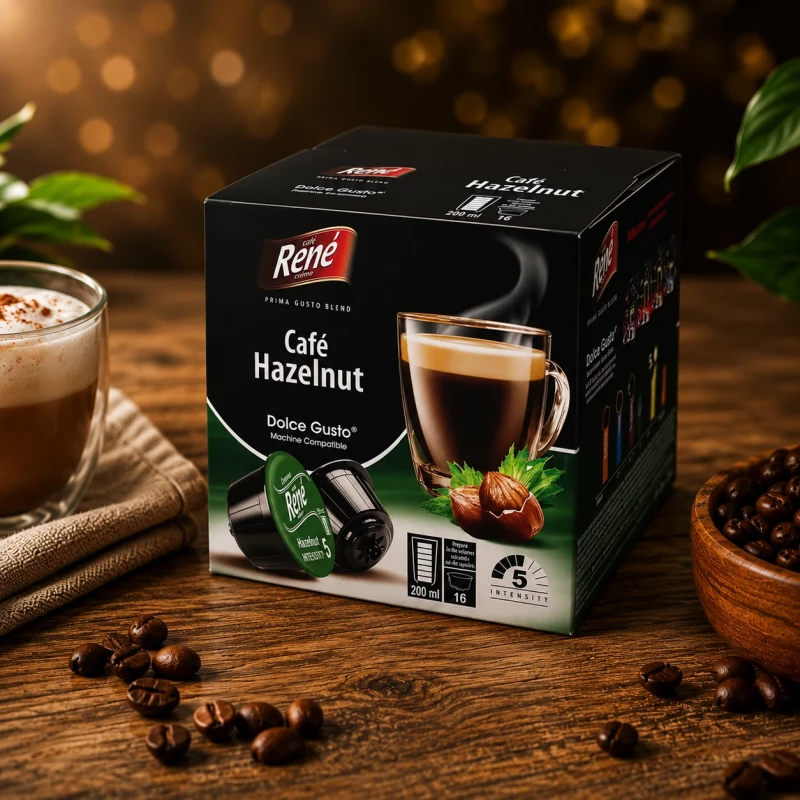 Café René Café Haselnuss 16 Kapseln für Dolce Gusto