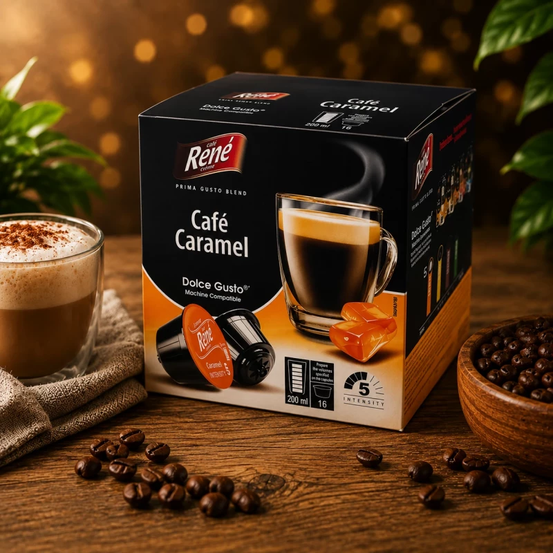 Café René Karamell Café 16 Kapseln für Dolce Gusto Café René Karamell Café 16 Kapseln für Dolce Gusto