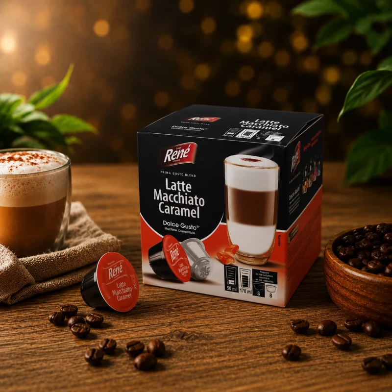 Café René Latte Macchiato Caramel 16 Kapseln für Dolce Gusto Café René Latte Macchiato Caramel 16 Kapseln für Dolce Gusto
