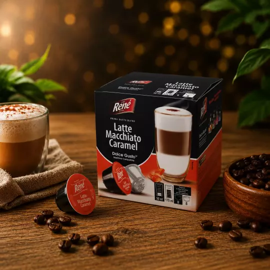 Café René Latte Macchiato Caramel 16 Kapseln für Dolce Gusto