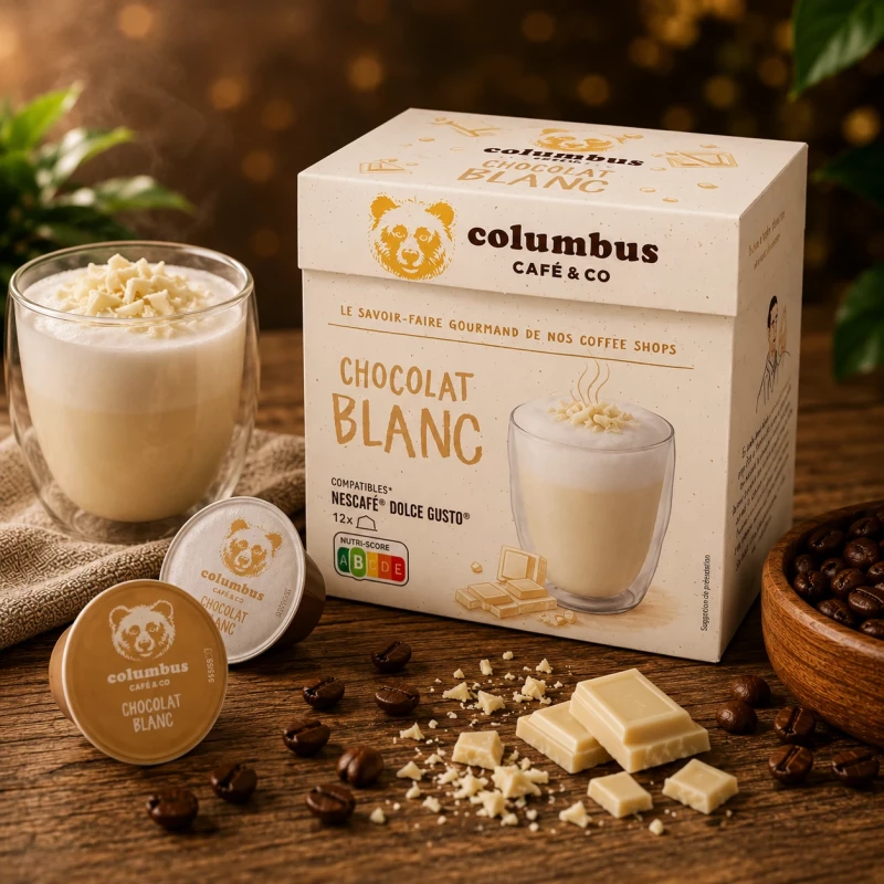 Columbus Weiße Trinkschokolade 12 Kapseln für Dolce Gusto