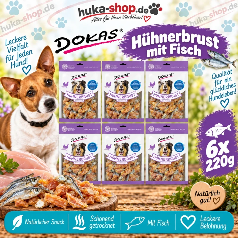 Dokas Hühnerbrust mit Fisch 6x 220 g - UVP 38,94 EUR Dokas Hühnerbrust mit Fisch 6x 220 g - UVP 38,94 EUR