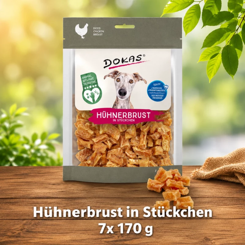 Dokas Hühnerbrust in Stückchen 7 Packungen x 170 g Dokas Hühnerbrust in Stückchen 7 Packungen x 170 g