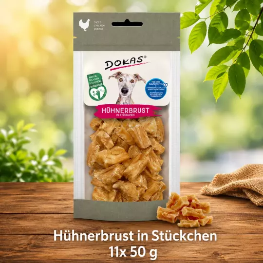 Dokas   Hühnerbrust in Stückchen  11 Packungen x 50 g