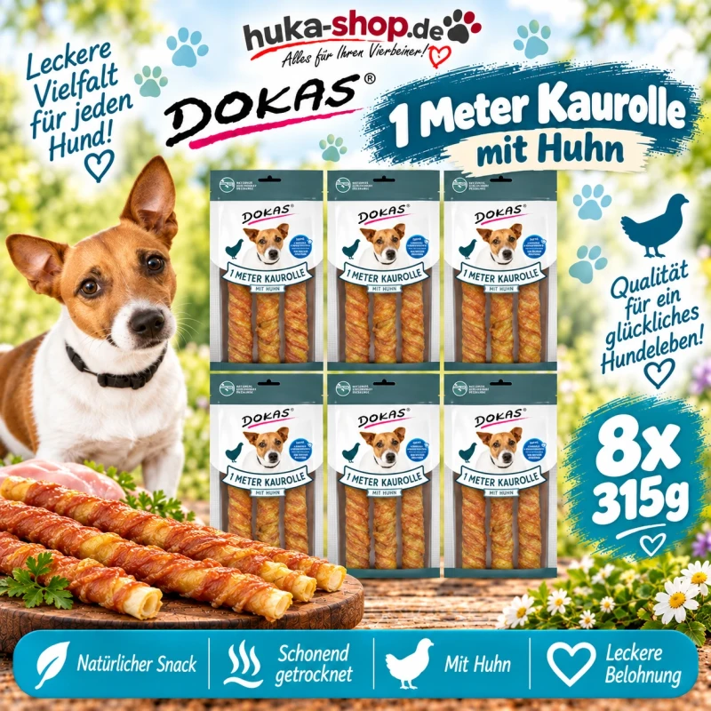 Dokas 1 Meter Kaurolle mit Huhn 8x 315 g - UVP 63,92 EUR63,92