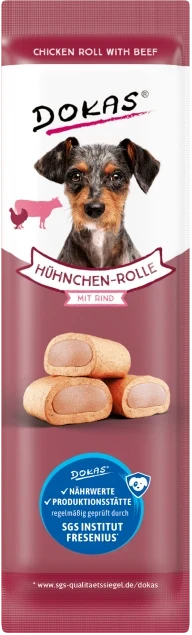 Dokas Hühnchen-Rolle mit Rind 32x 10 g - UVP 22,08 EUR
