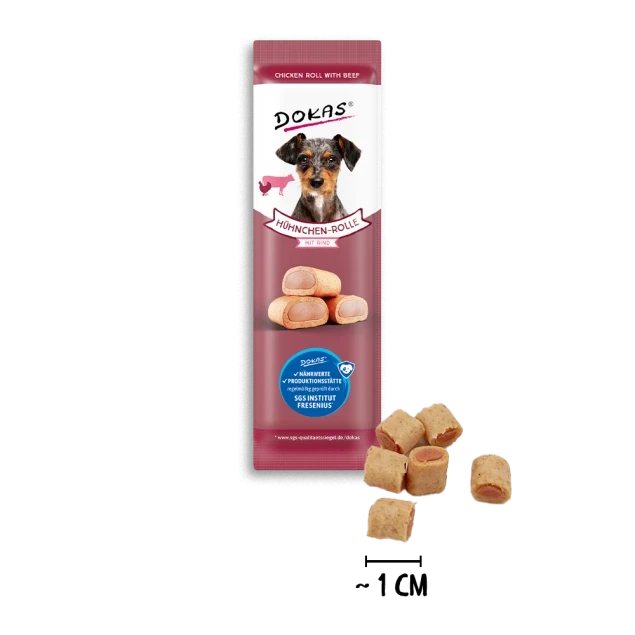 Dokas Hühnchen-Rolle mit Rind 32x 10 g - UVP 22,08 EUR