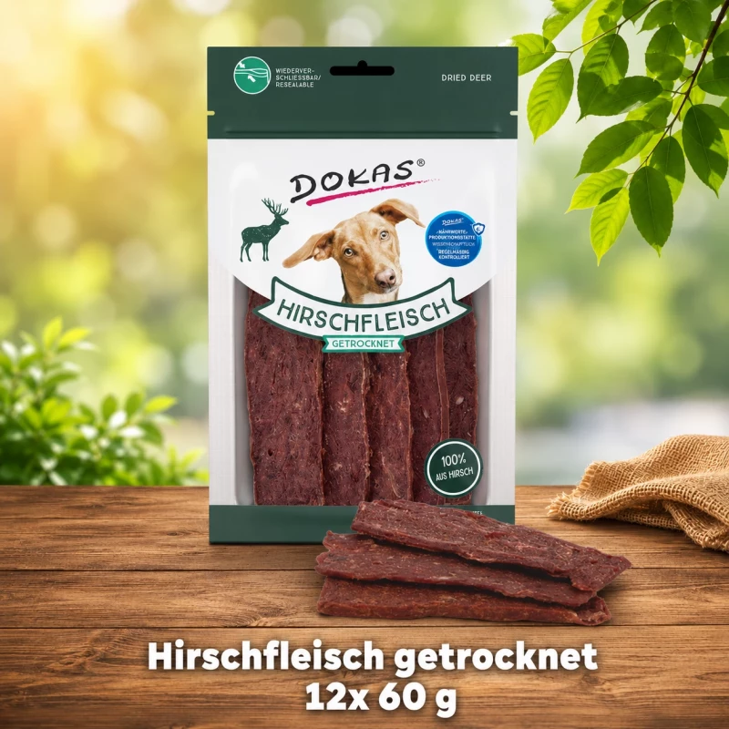 Dokas Hirschfleisch getrocknet 12 Packungen x 60 g Dokas Hirschfleisch getrocknet 12 Packungen x 60 g