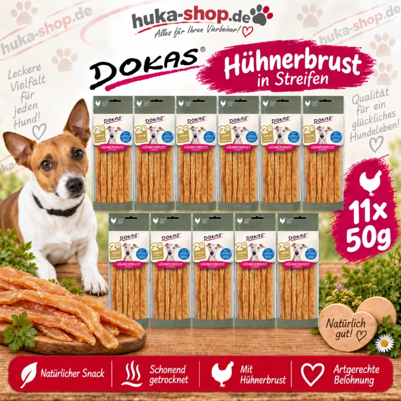 Dokas Hühnerbrust in Streifen 11x 50 g - UVP 21,89 EUR