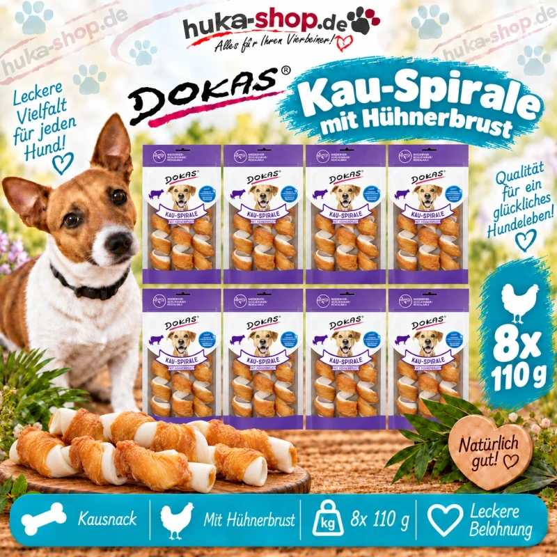 Dokas Kau-Spirale mit Hühnerbrust 8x 110 g - UVP 39,92 EUR