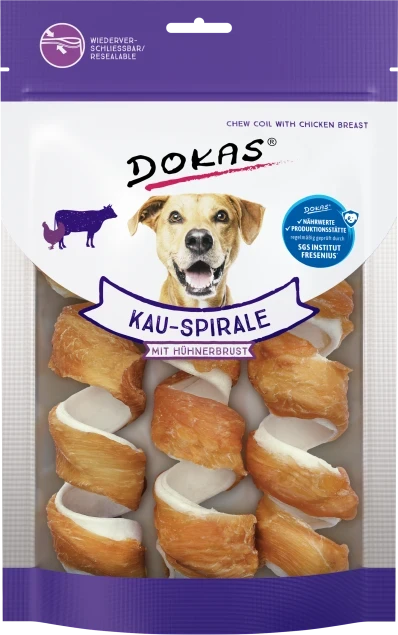 Dokas Kau-Spirale mit Hühnerbrust 8x 110 g - UVP 39,92 EUR