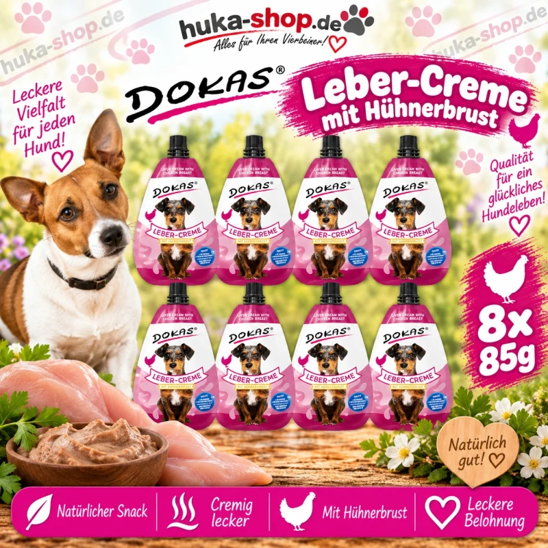 Dokas  Leber-Creme mit Hühnerbrust 8x 85 g - UVP 16,92 EUR