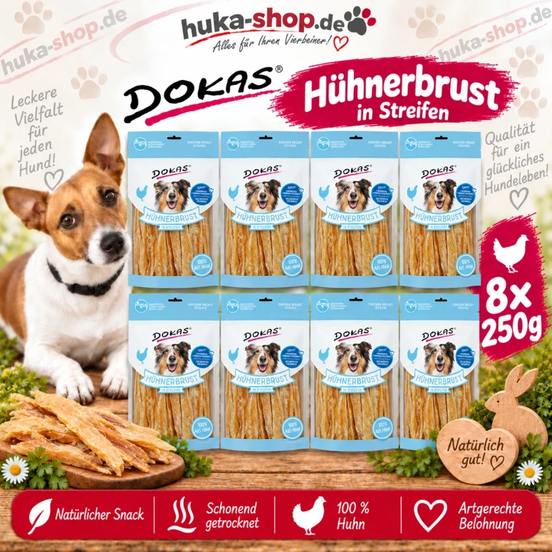 Dokas Hühnerbrust in Streifen 8x 250 g - UVP 47,92 EUR Dokas Hühnerbrust in Streifen 8x 250 g - UVP 47,92 EUR