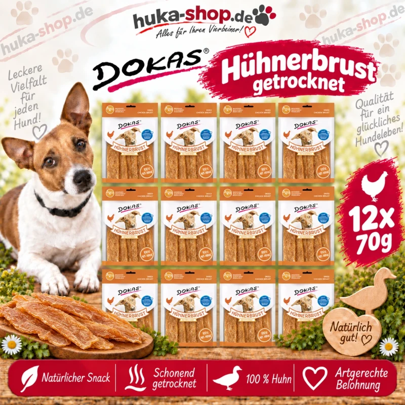Dokas  Hühnerbrust getrocknet 12x 70 g - UVP 23,95 EUR
