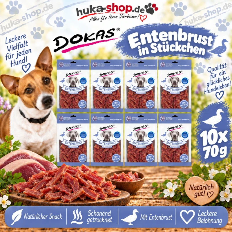 Dokas Entenbrust in Stückchen 10x 70 g - UVP 22,20 EUR Dokas Entenbrust in Stückchen 10x 70 g - UVP 22,20 EUR