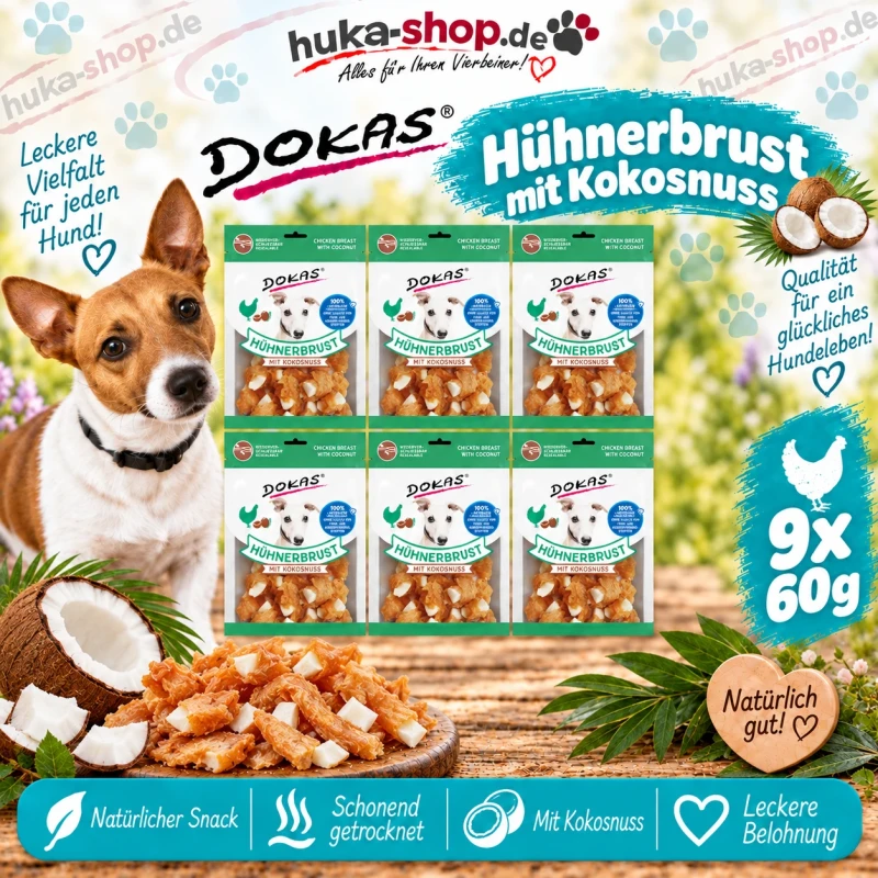 Dokas Hühnerbrust mit Kokosnuss 9x 60 g - UVP 21,45 EUR