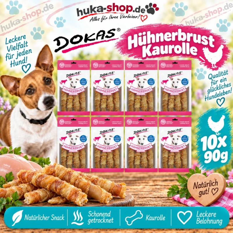 Dokas Hühnerbrust Kaurolle 10x 90 g - UVP 23,90 EUR Dokas Hühnerbrust Kaurolle 10x 90 g - UVP 23,90 EUR