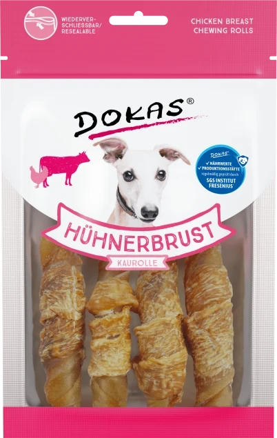 Dokas Hühnerbrust Kaurolle 10x 90 g - UVP 23,90 EUR Dokas Hühnerbrust Kaurolle 10x 90 g - UVP 23,90 EUR