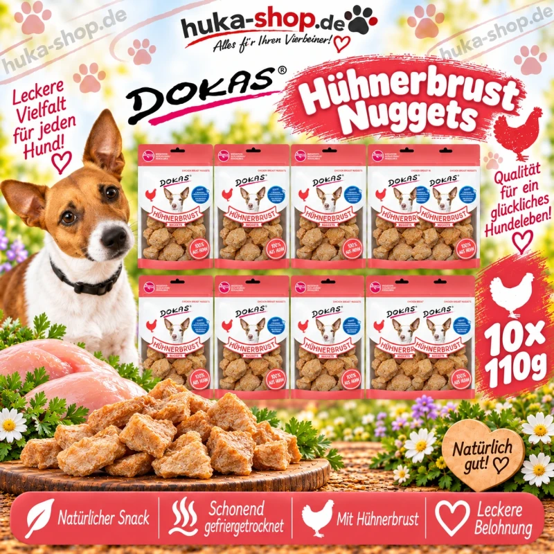 Dokas Hühnerbrust Nuggets 10x 110 g - UVP 49,90 EUR Dokas Hühnerbrust Nuggets 10x 110 g - UVP 49,90 EUR