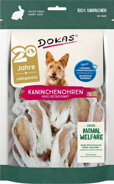 Dokas Kaninchen-Ohren mit Fell (kurz) 7x 100 g Dokas Kaninchen-Ohren mit Fell (kurz) 7x 100 g