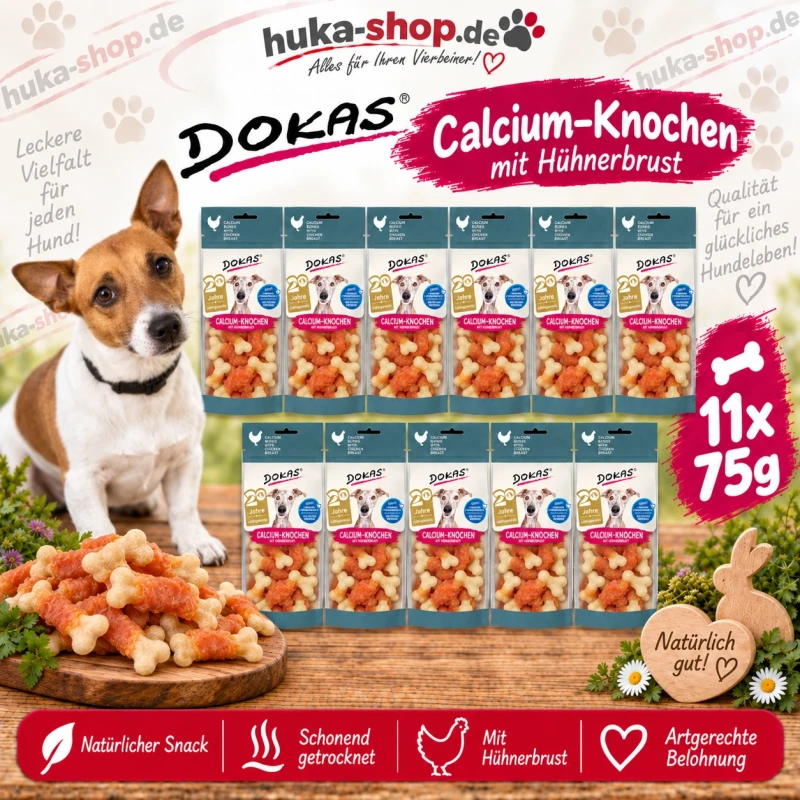 Dokas Calcium-Knochen mit Hühnerbrust 11x 75 g - UVP 21,89 EUR
