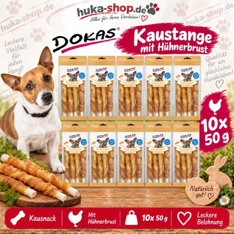 Dokas Kaustange mit Hühnerbrust 10x 50 g - UVP 19,90 EUR Dokas Kaustange mit Hühnerbrust 10x 50 g - UVP 19,90 EUR