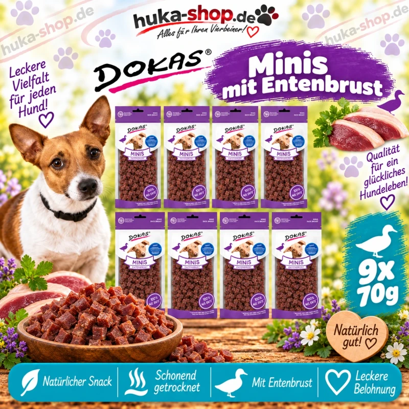 Dokas Minis mit Entenbrust 9x 70 g - UVP 21,20 EUR
