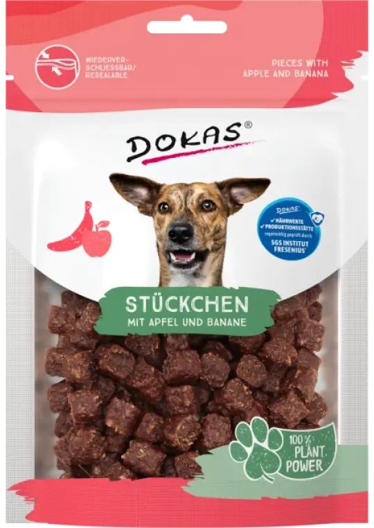 Dokas Premium Qualität -  Stückchen mit Apfel und Banane  105 g/Packung