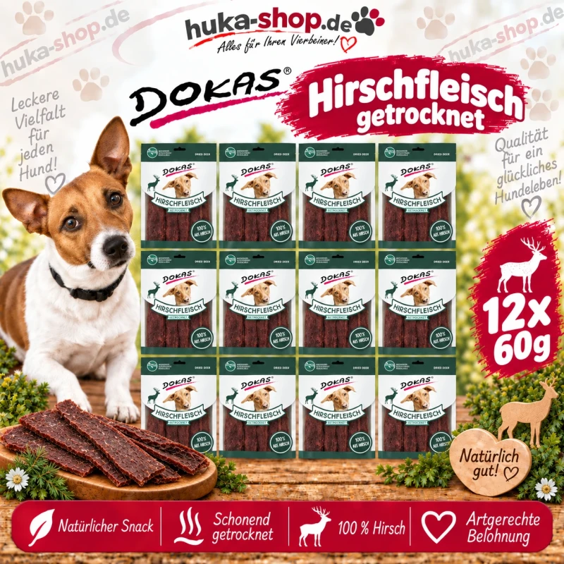 Dokas Hirschfleisch getrocknet 12x 60 g - UVP 29,88 EUR