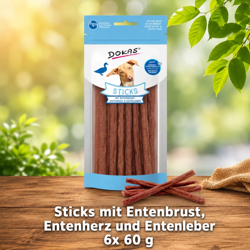 Dokas Sticks mit Entenbrust, Entenherz und Entenleber  6 Packungen x 60 g