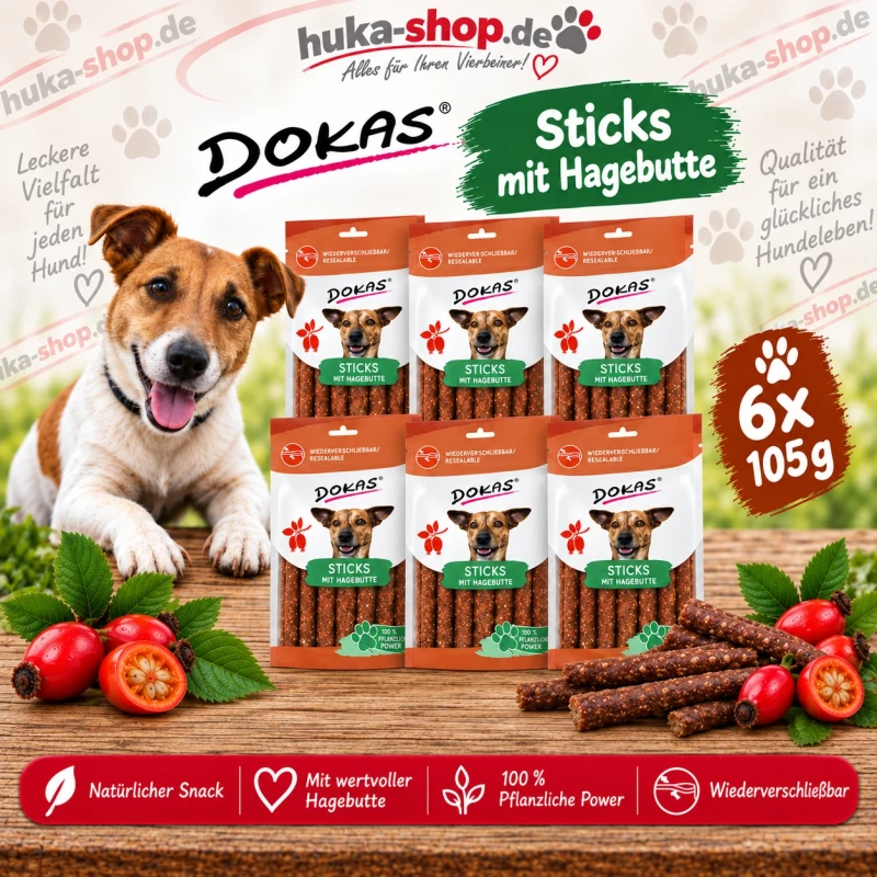 Dokas Sticks mit Hagebutte 6x 105 g - UVP 23,34 EUR Dokas Sticks mit Hagebutte 6x 105 g - UVP 23,34 EUR